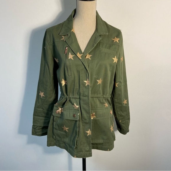 Romeo & Juliet Couture Green Utility Jacket with Gold Stars - Picture 1 of 12